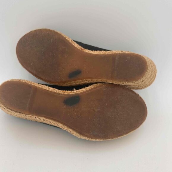 Tory Burch Black Filipa Open Toe Espadrille Wedges Shoes Size 38 / 8 - Picture 9 of 10